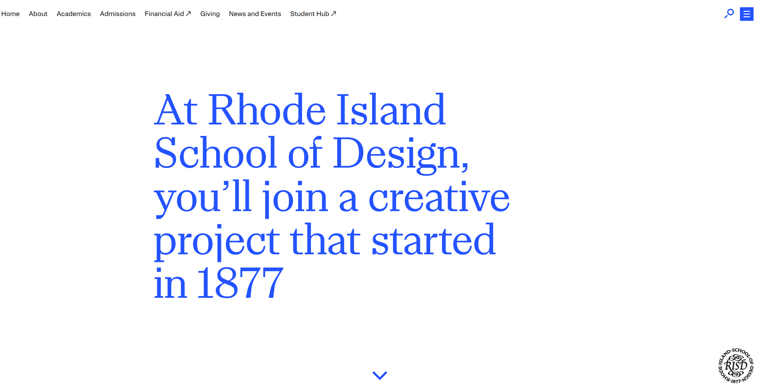 A screenshot of the Rhode Island School of Design